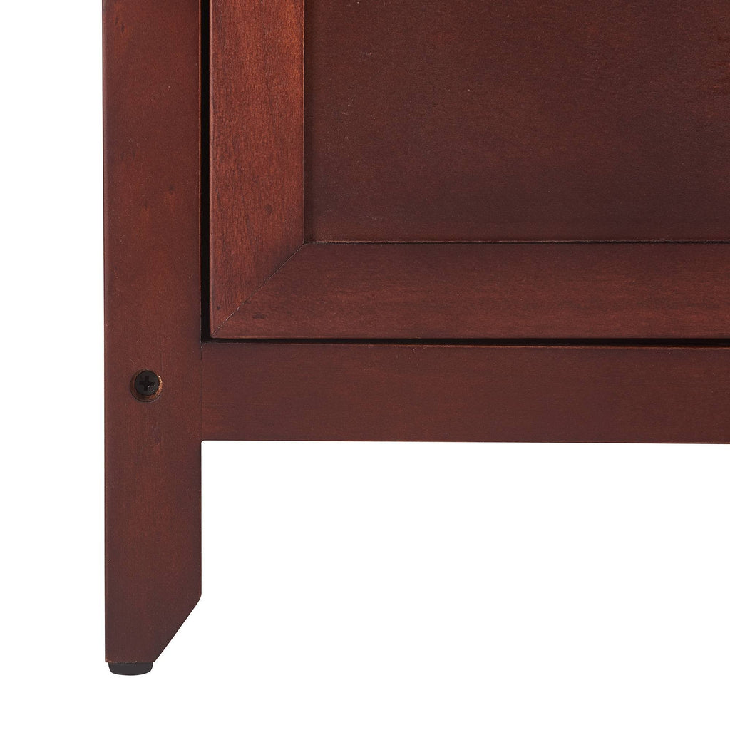Walnut Side Table with Drawer and Storage Cabinet F210