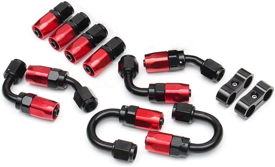 16Ft Universal Braided Oil Fuel Line Hose Stainless Steel Nylon with 10PC Swivel Fitting Hose Ends & 2PC Hose Separators Kit Q3244