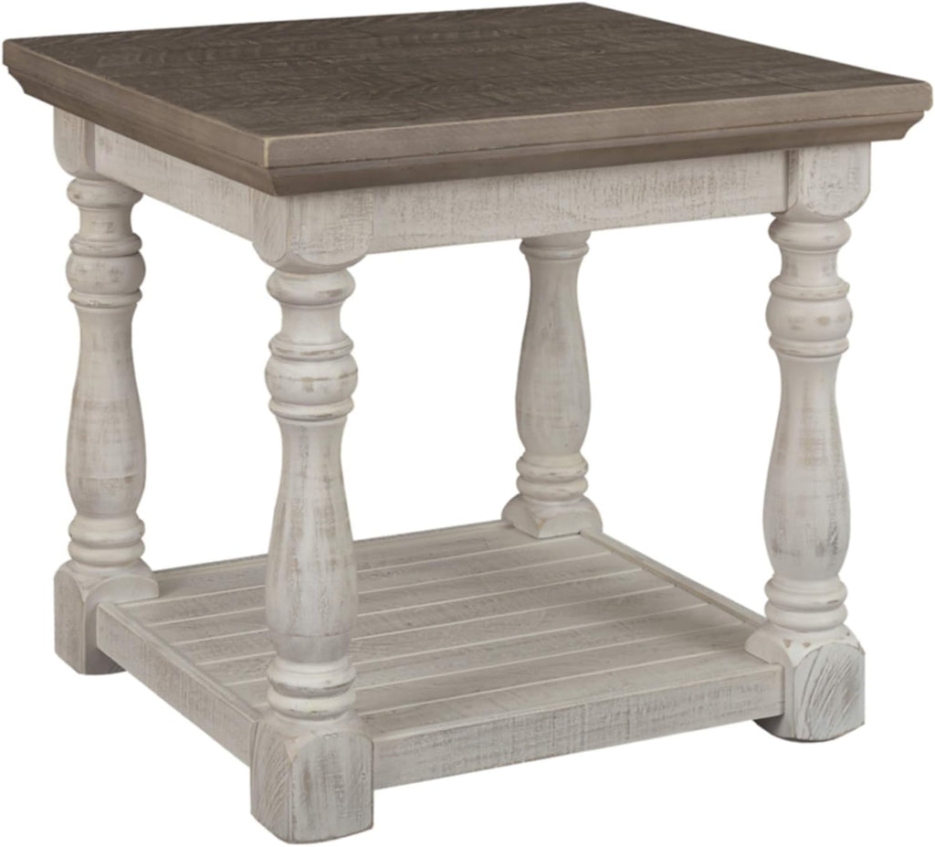 Black Vintage Square End Table with Shelf B87515