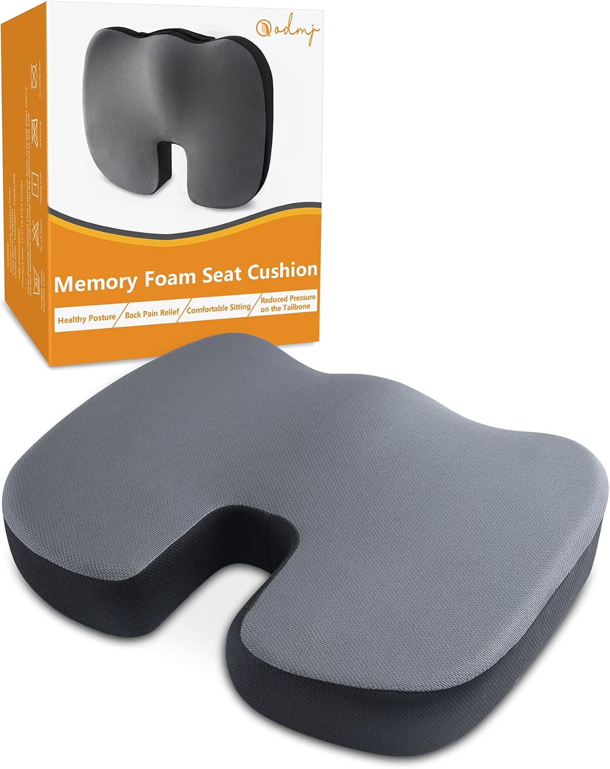 Orange Ergonomic Memory Foam Seat Cushion with Non Slip Base Q13031
