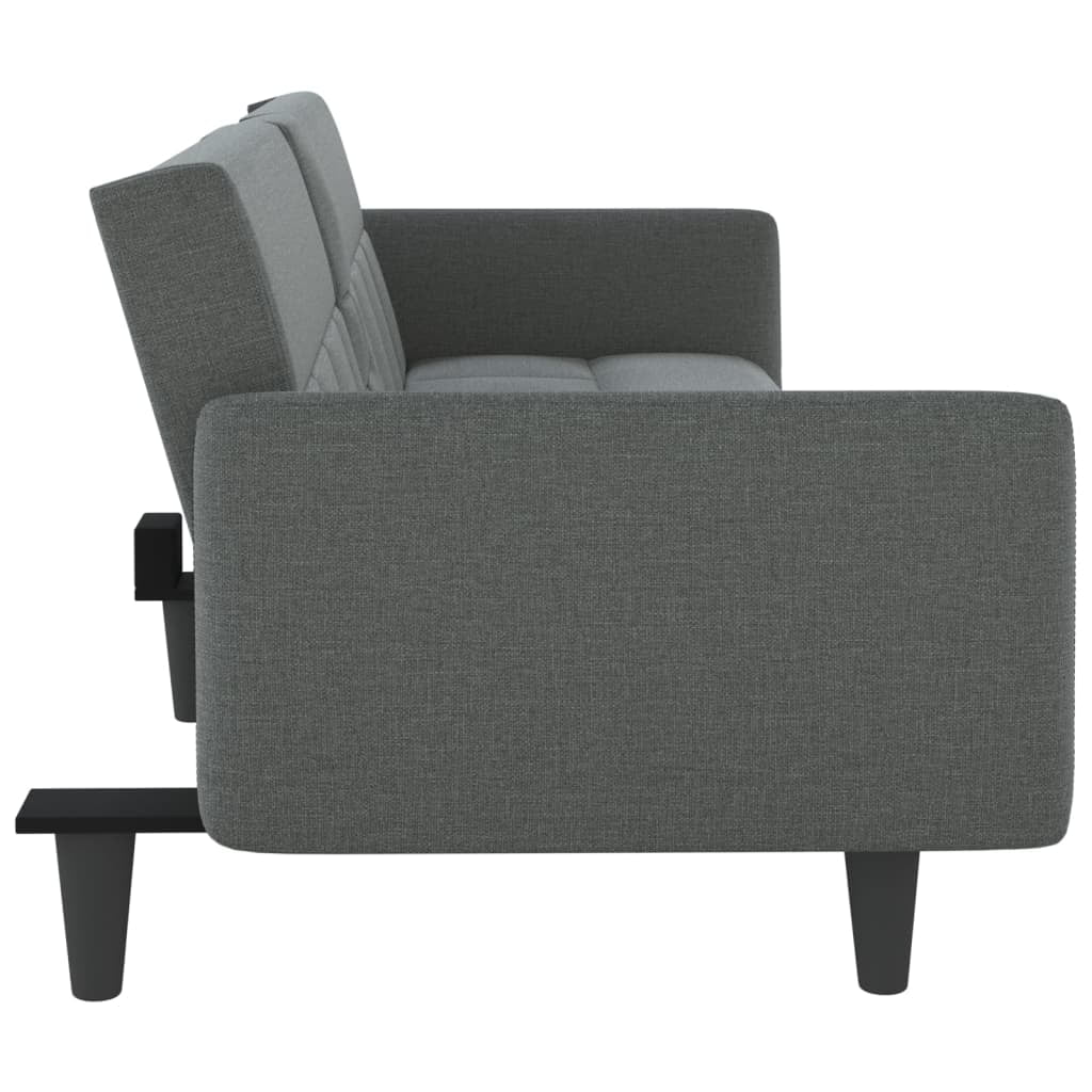 Dark Gray Fabric Sofa Bed with Cup Holders B5784