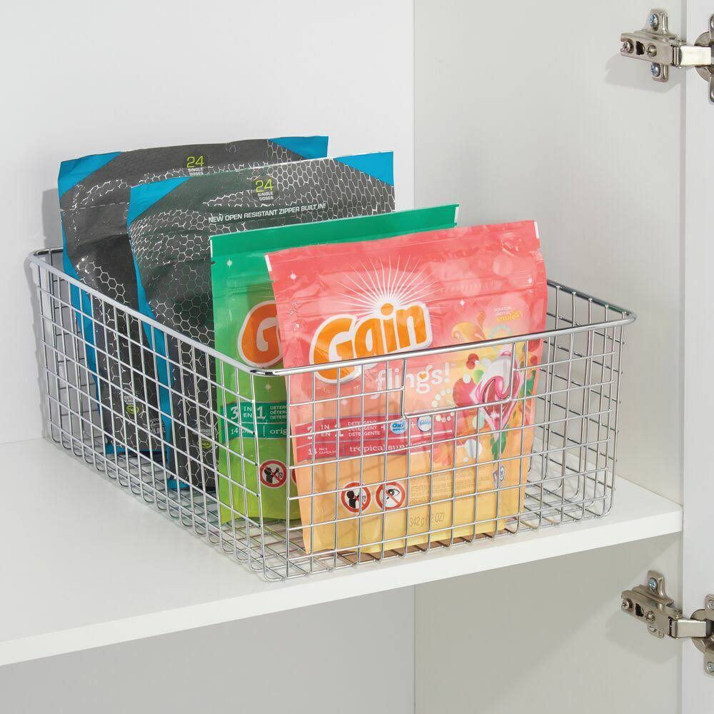 Metal Wire Food Organizer Storage Bin Baskets with Handles D968