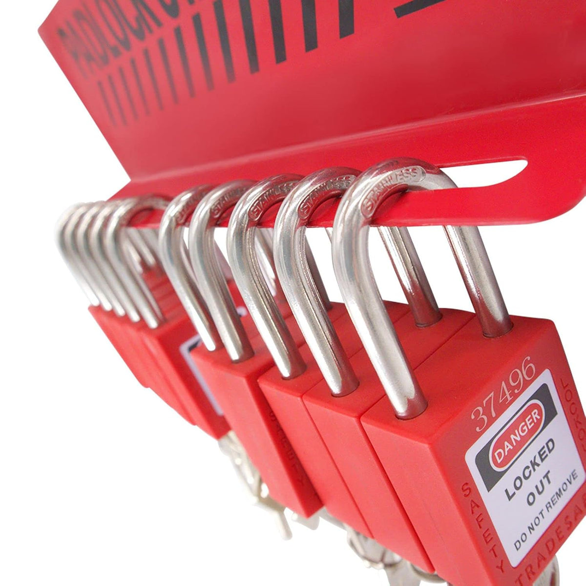 Lockout Tagout Station with 10 Padlocks, Carbon Steel Body, Pack of 2 F89525