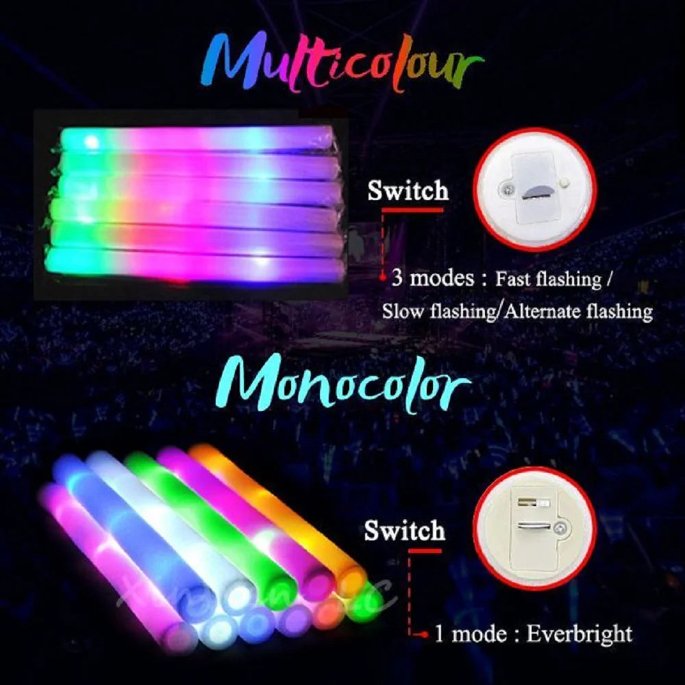 Multicolor Glow Foam Stick Cheer Tube Pack of 50 U579876