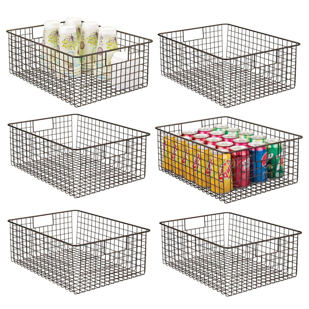 Metal Wire Food Organizer Storage Bin Baskets with Handles D968