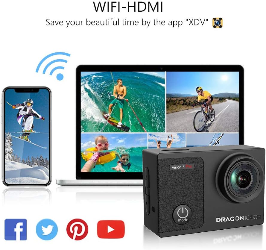 4K Waterproof Action Camera with Remote Control and Helmet Accessories Kit Pack of 2 F619