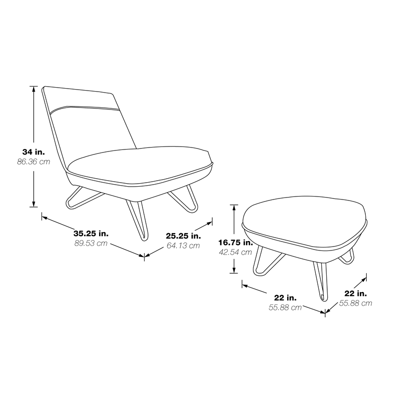 Grey Chair and Ottoman F64564