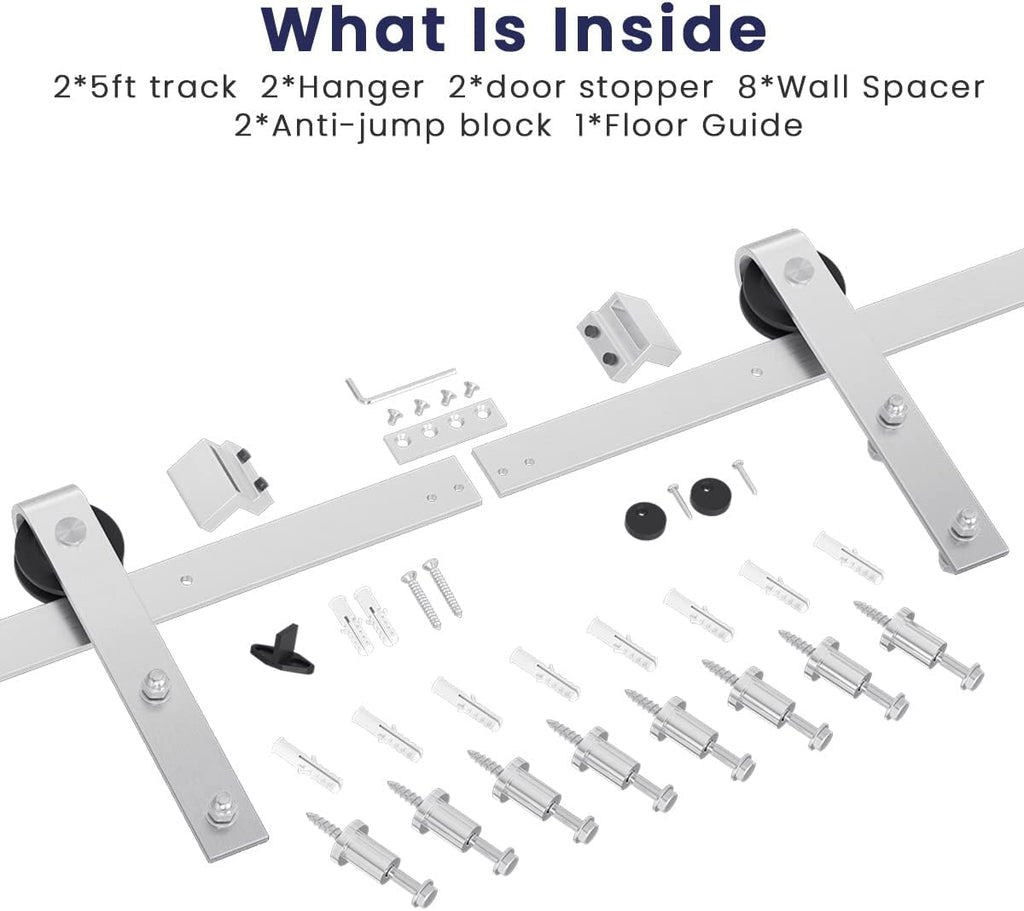 Brushed Nickel Sliding Barn Door Hardware Kit, Fit 36"-40" Wide Door Panel H6824