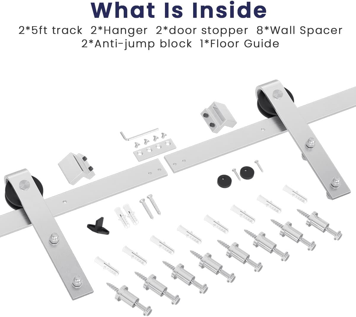 Brushed Nickel Sliding Barn Door Hardware Kit, Fit 36"-40" Wide Door Panel H6824