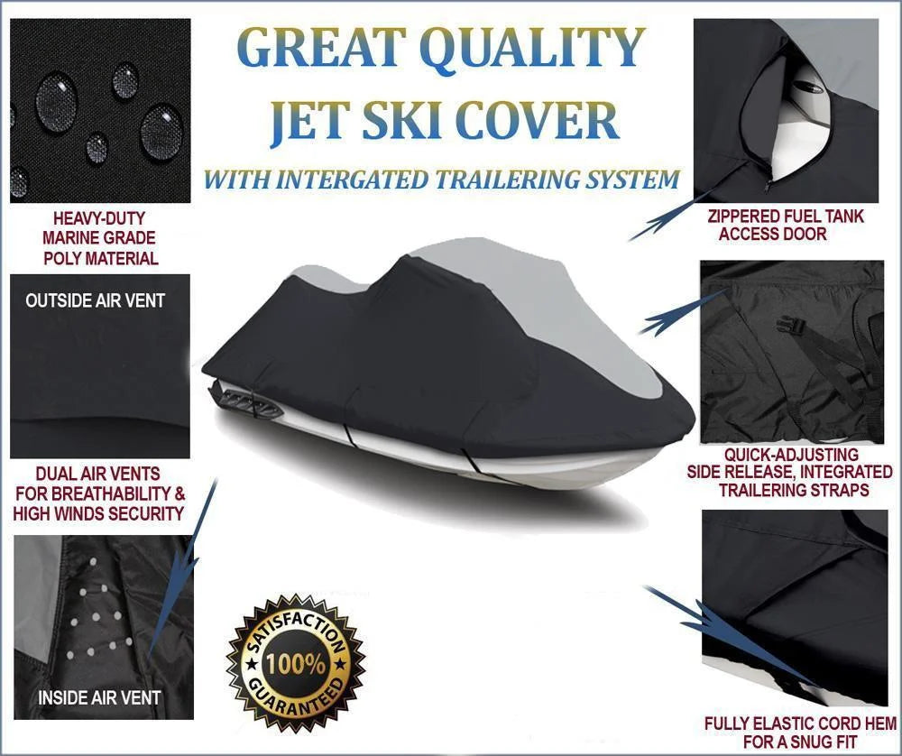 Black/Grey 1-2 Seater Jet Ski PWC Cover O2372