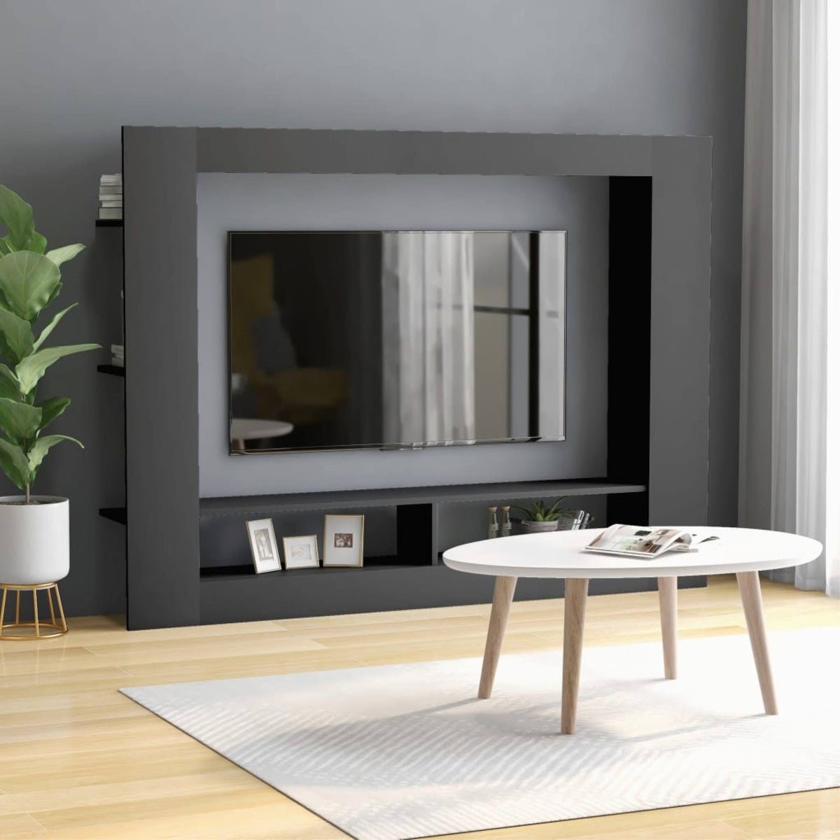 Gray TV Cabinet Chipboard D606