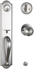 Satin Nickel Single Cylinder HandleSet with Deadbolt and Knob Door Handle Q239868