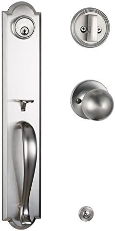 Satin Nickel Single Cylinder HandleSet with Deadbolt and Knob Door Handle Q239868