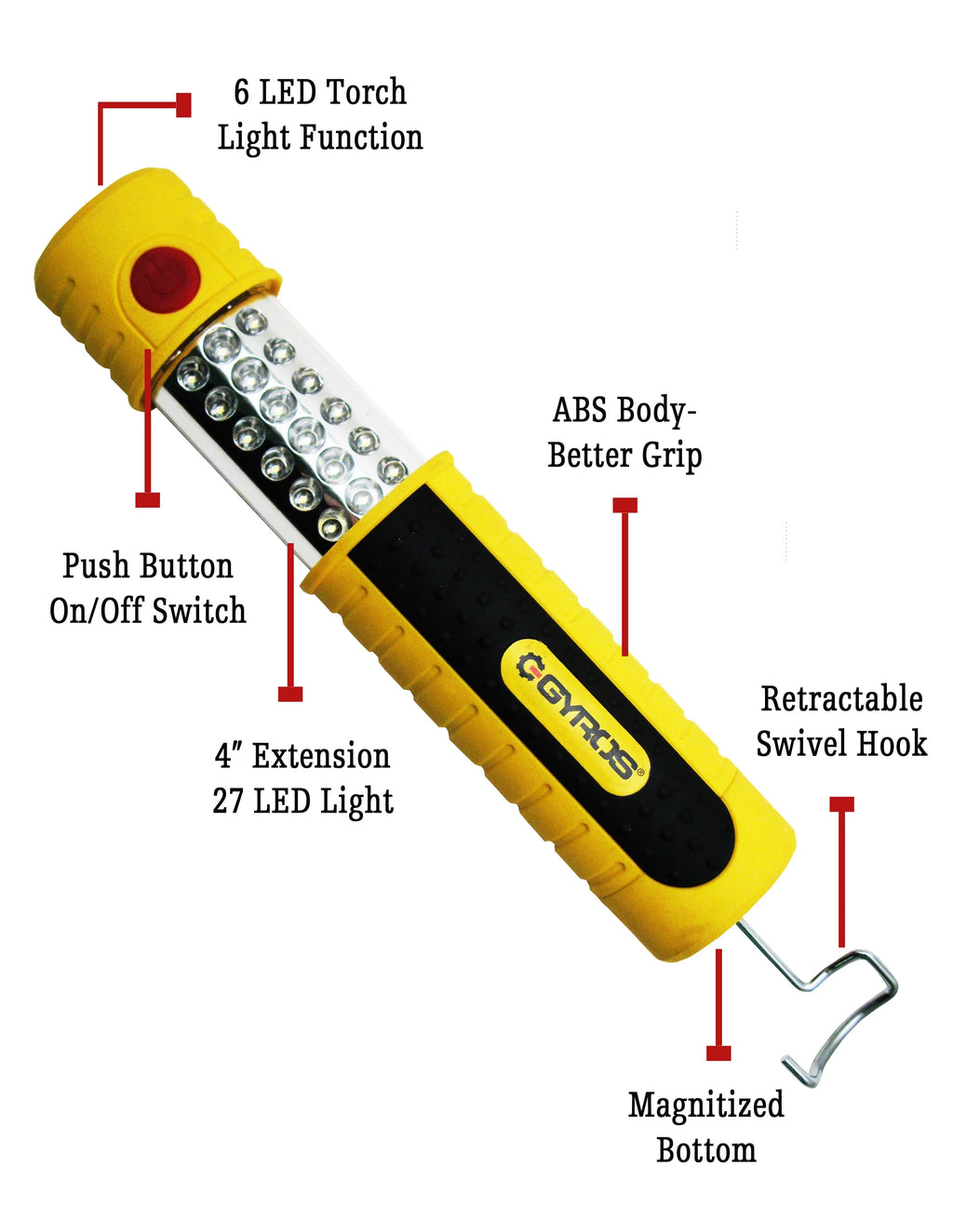 Rechargeable Handheld Work Light with Magnetic Base and Hanging Hook R532733