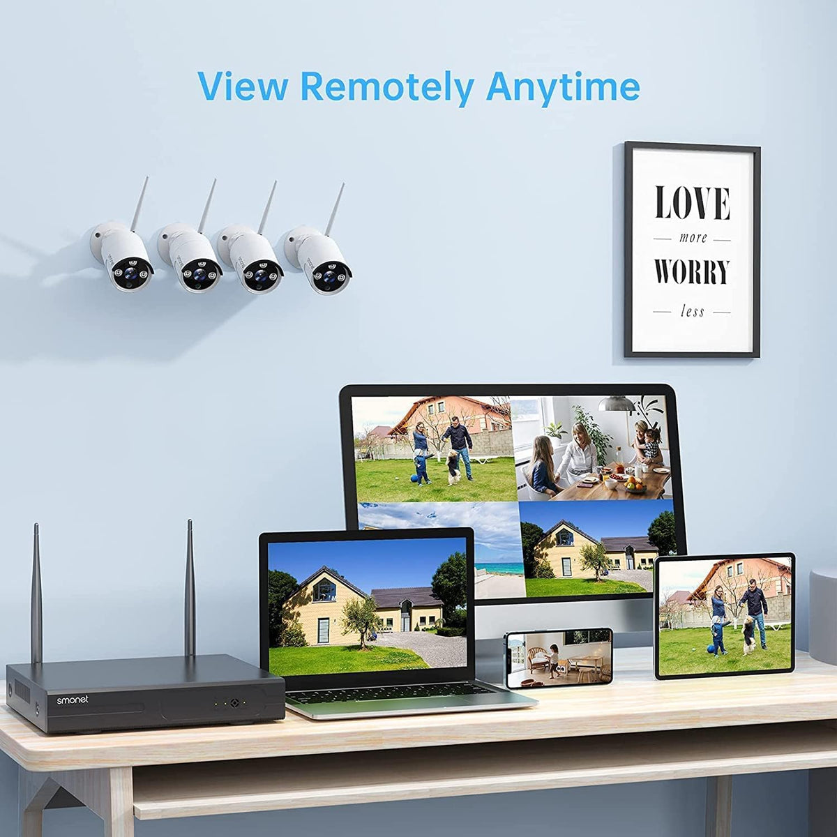 4pcs 3MP Wireless Security Camera System with Audio, Night Vision M172