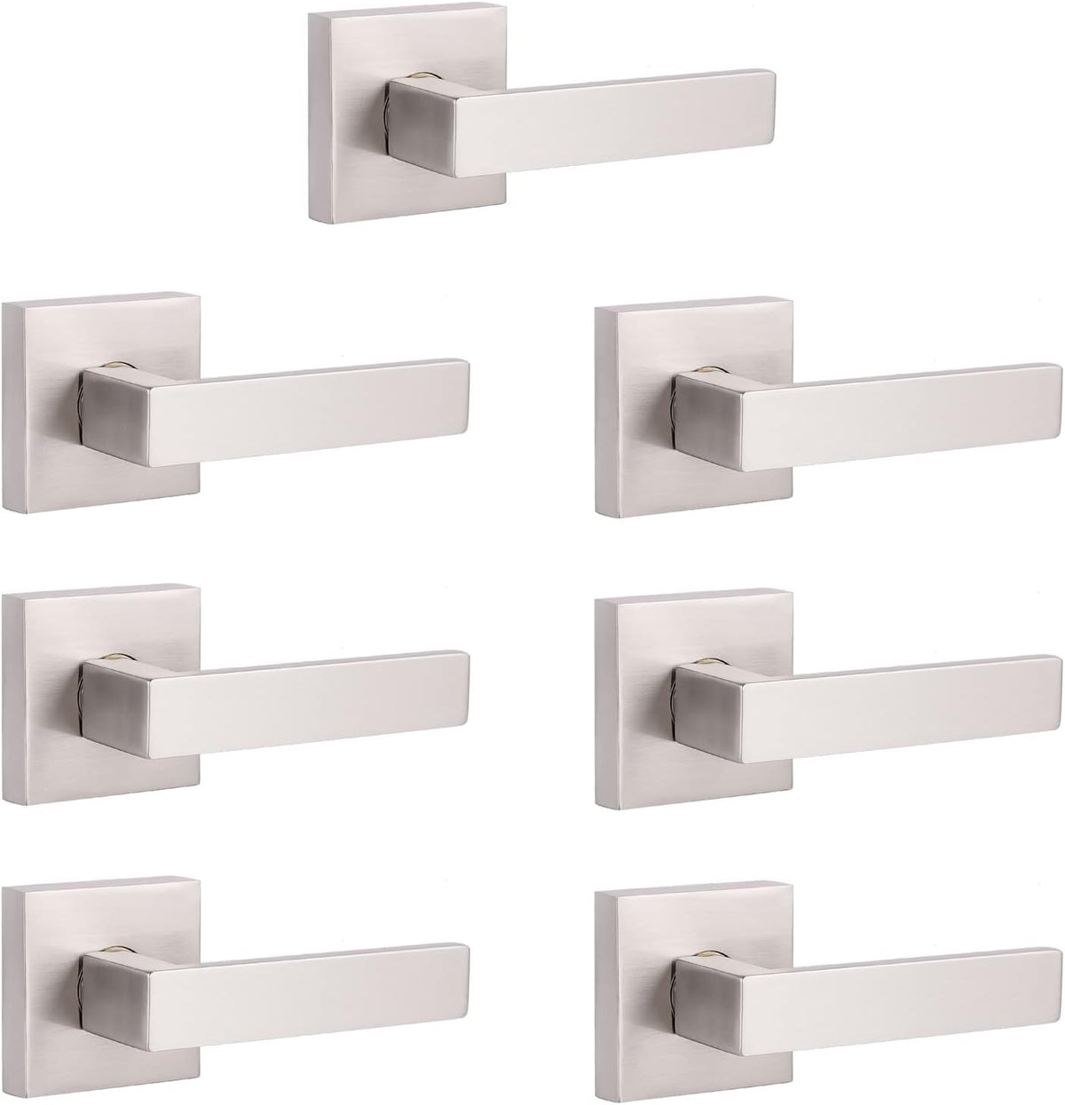 5 Pack Satin Nickel Square Door Levers with Privacy Lock E788709