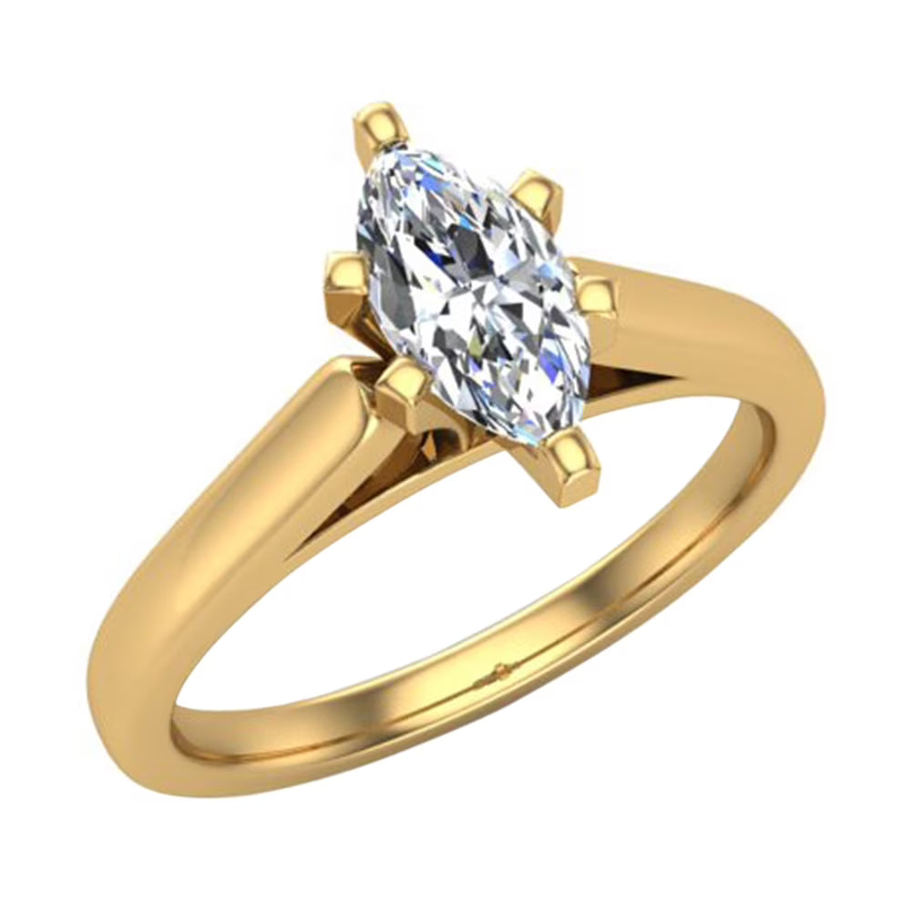 Marquise Cut Diamond Engagement Ring 5/8 Carat 14K Gold 6 Prong Solitaire Setting H17575