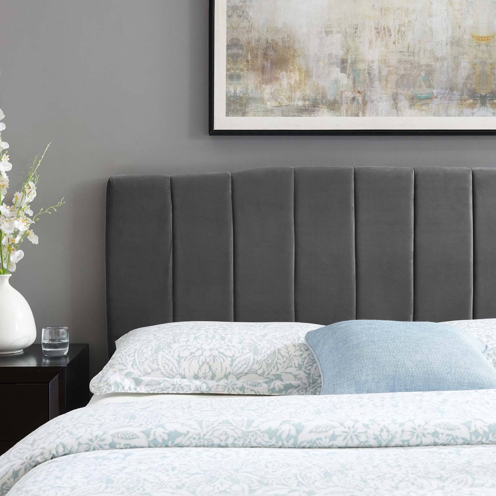 Mint Channel Tufted Velvet Headboard O46575