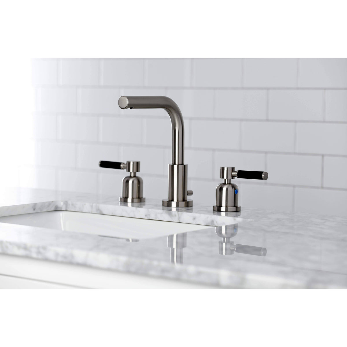 8x22 Widespread Bathroom Faucet, Brushed Nickel F173