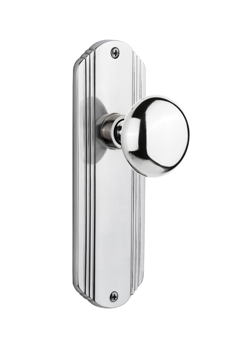 Deco Plate Single Dummy Door Knob, Bright Chrome S71991