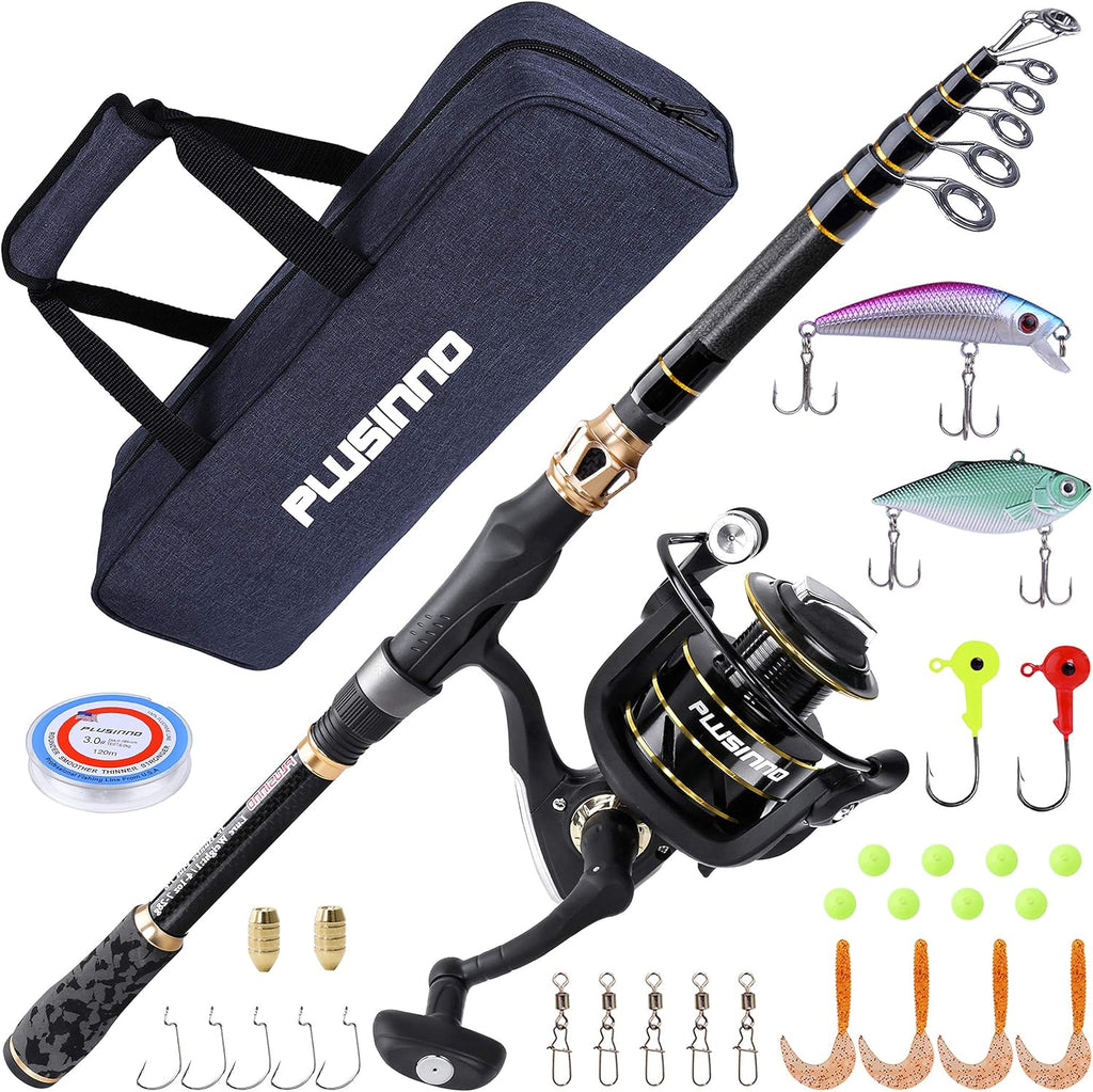 Carbon Fiber Telescopic Fishing Rod and Reel Combo I3890