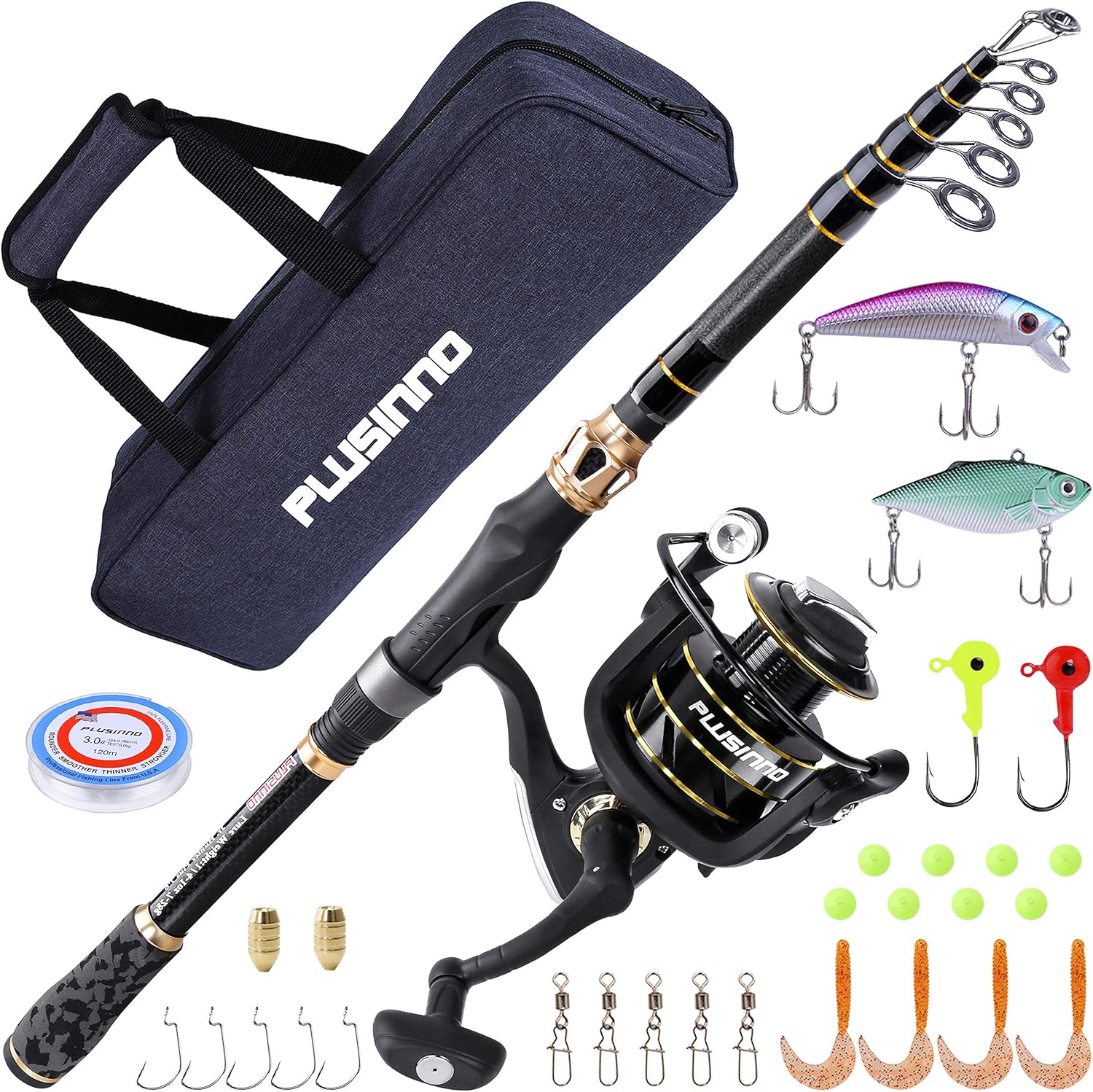 Carbon Fiber Telescopic Fishing Rod and Reel Combo I3890