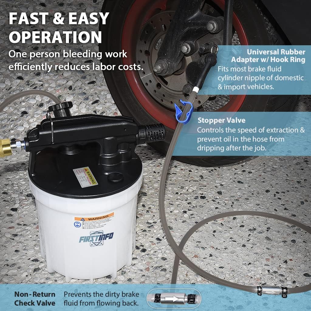 1.8 Liter Vacuum Brake Bleeder Extractor Kit with Silicone Bleeding Hose U433509
