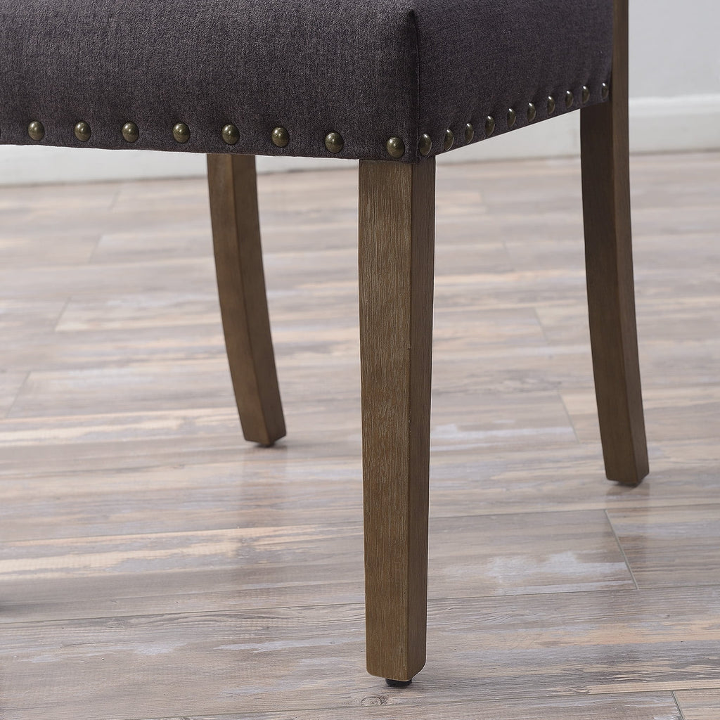 Set of 4 Upholstered Parson Dining Chairs with High Back & Nailhead Trim E21083
