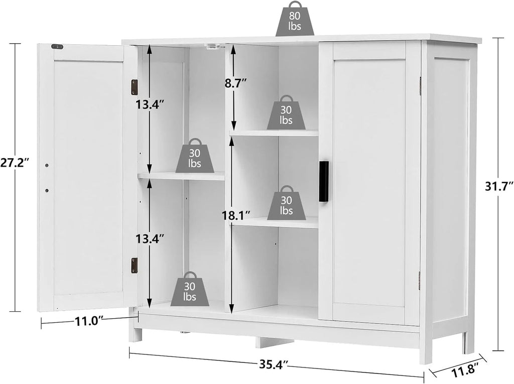 White 2 Door 4 Shelf Storage Cabinet C614175