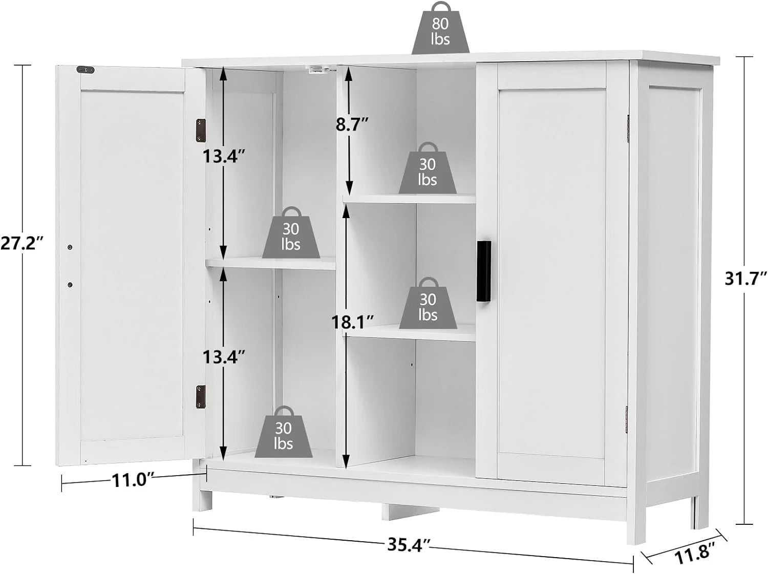 White 2 Door 4 Shelf Storage Cabinet C614175