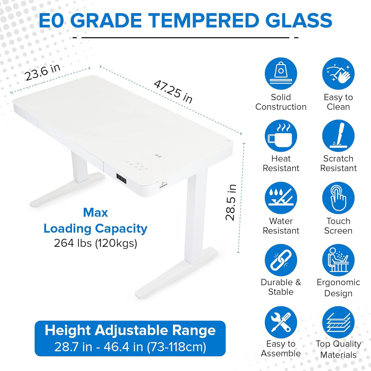 Electric Standing Desk 23x 47 Motorized Height Adjustable Table with USB Ports and Drawer V71847
