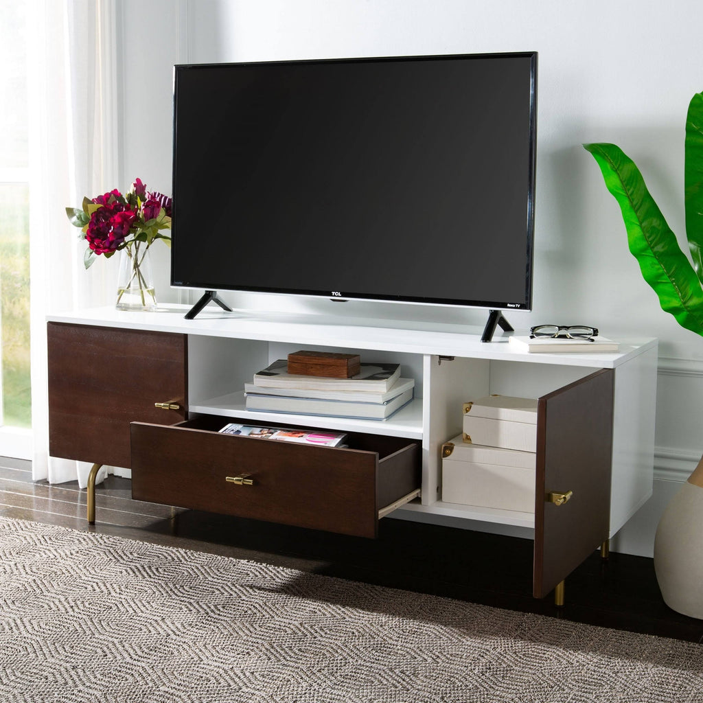 Black and White Washed Media Stand A80366