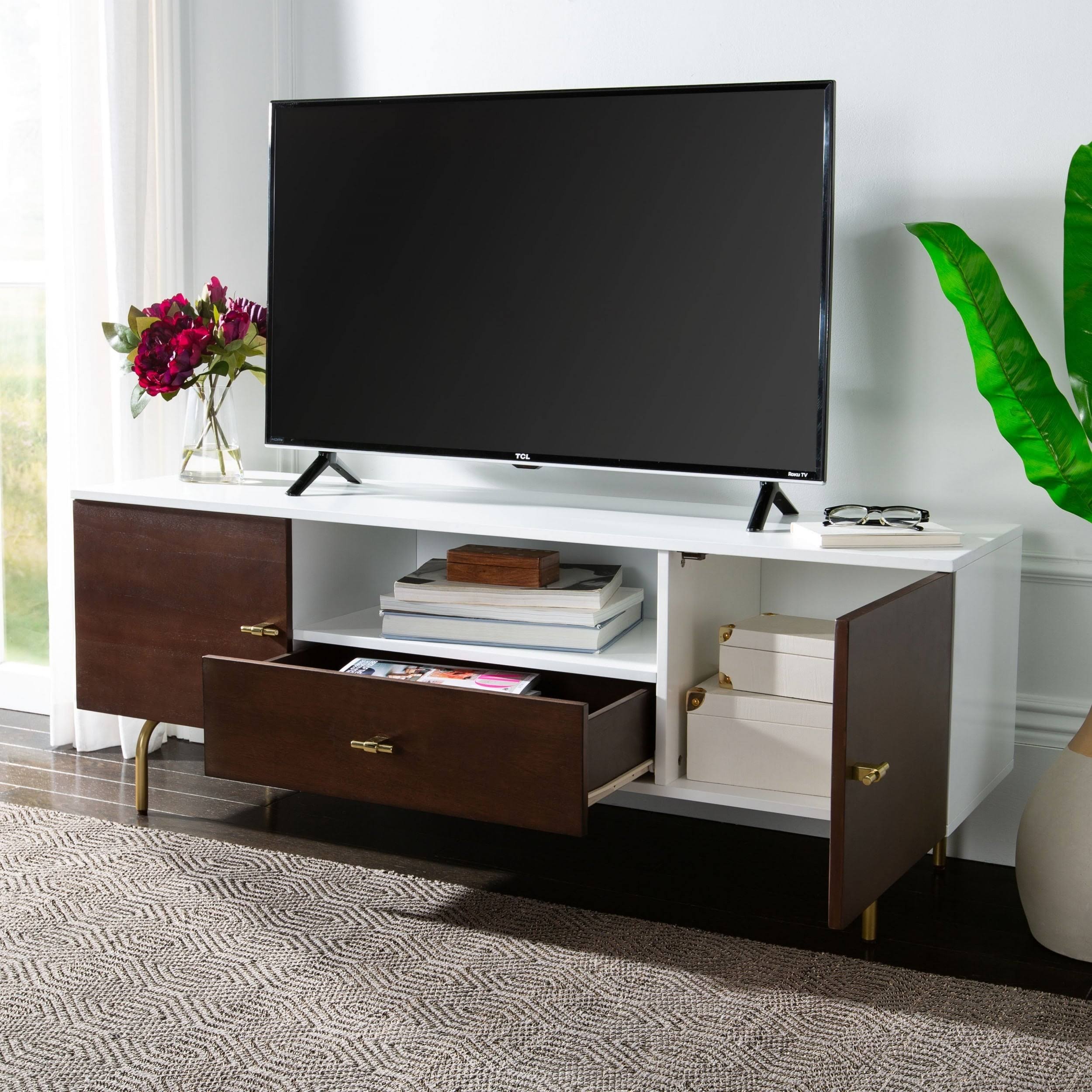Black and White Washed Media Stand A80366
