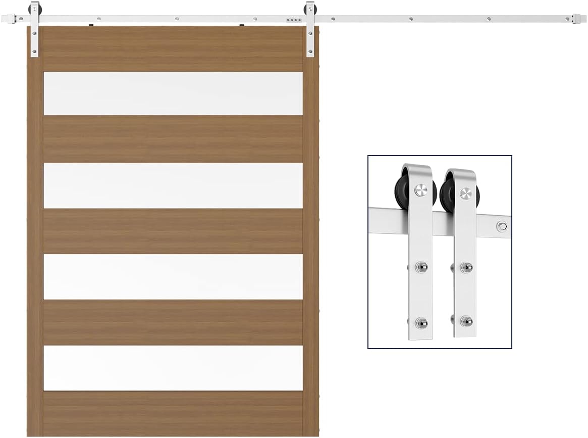 Brushed Nickel Sliding Barn Door Hardware Kit, Fit 36"-40" Wide Door Panel H6824
