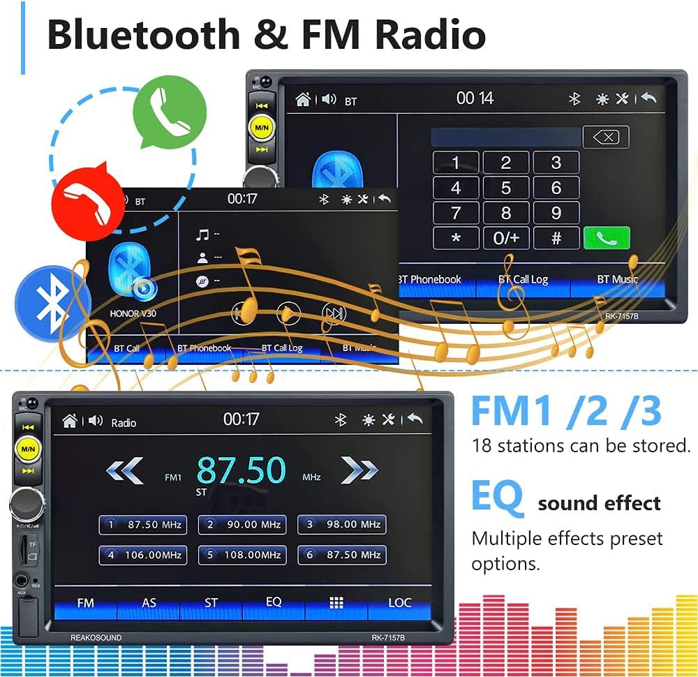 Double Din 7 Inch Touch Screen Car Stereo with Bluetooth Y95095