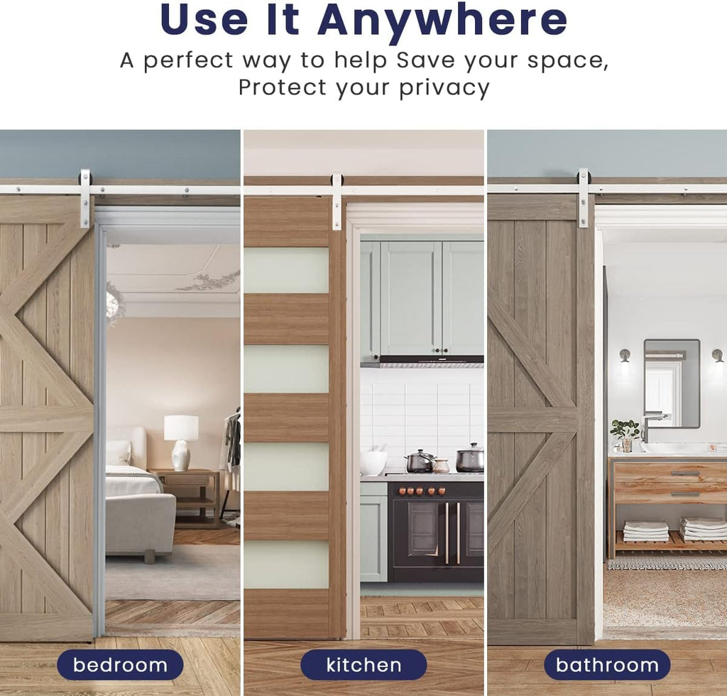 Brushed Nickel Sliding Barn Door Hardware Kit, Fit 36"-40" Wide Door Panel H6824