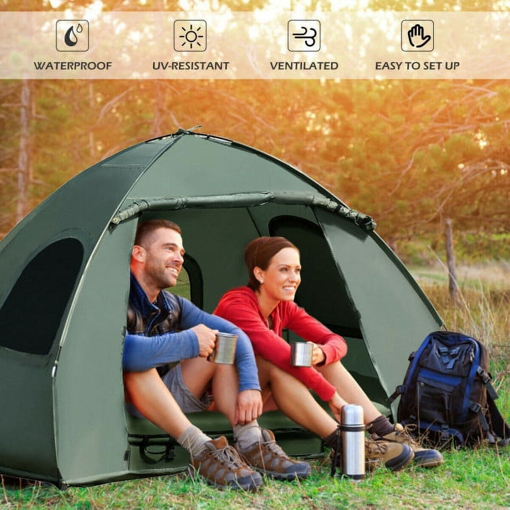 2-Person Foldable Camping Tent Cot with Air Mattress and Sleeping Bag O5020