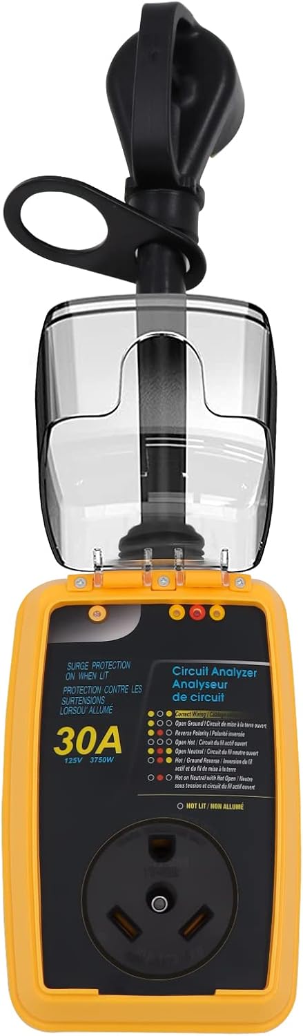 30 Amp Surge Protector with Waterproof Cover Circuit Analyzer Power Guard Pack of 2 D622