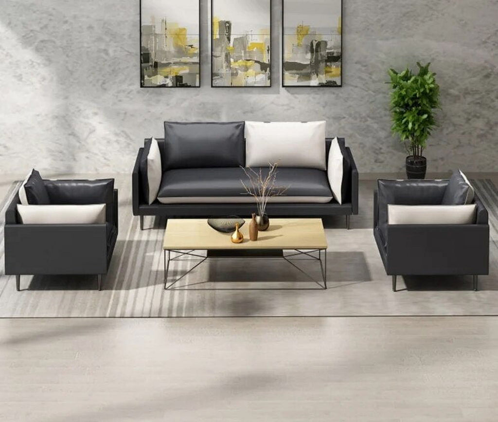 Leather Office Sofa Three Person Tea Table Combination Suit D6579
