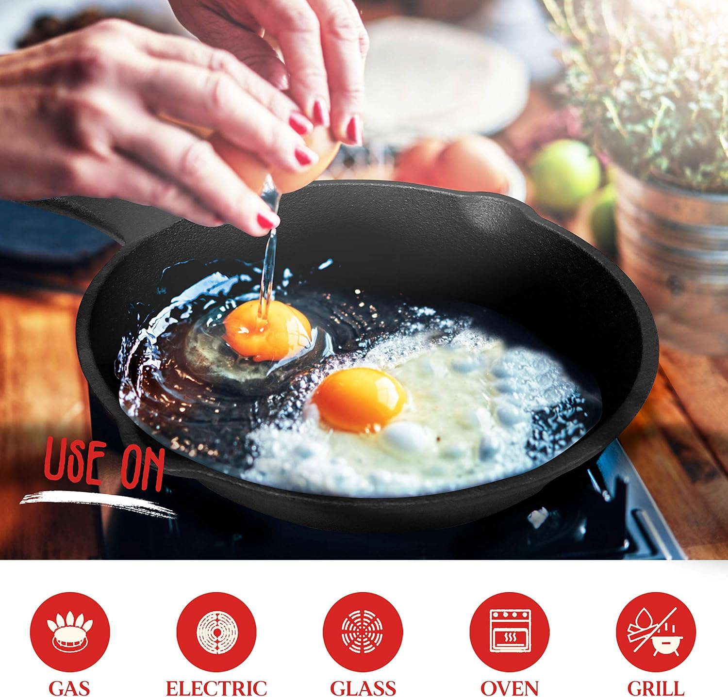 3 Pieces Nonstick Cast Iron Skillet Cookware Set S737844