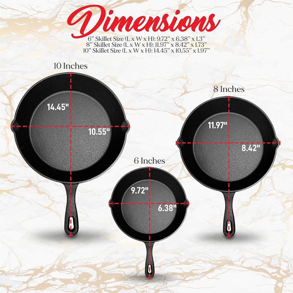 3 Pieces Nonstick Cast Iron Skillet Cookware Set S737844