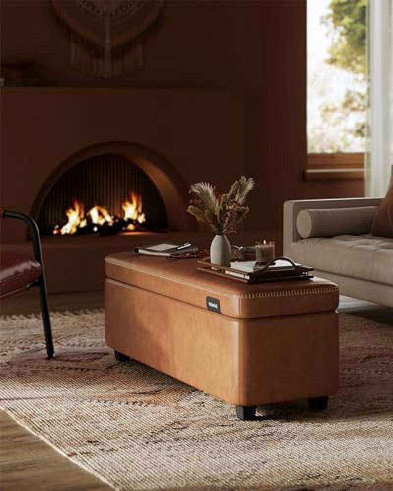Ottoman Bench Entryway Bedroom Bench 25 Gallons Synthetic Leather Ink Black N9966
