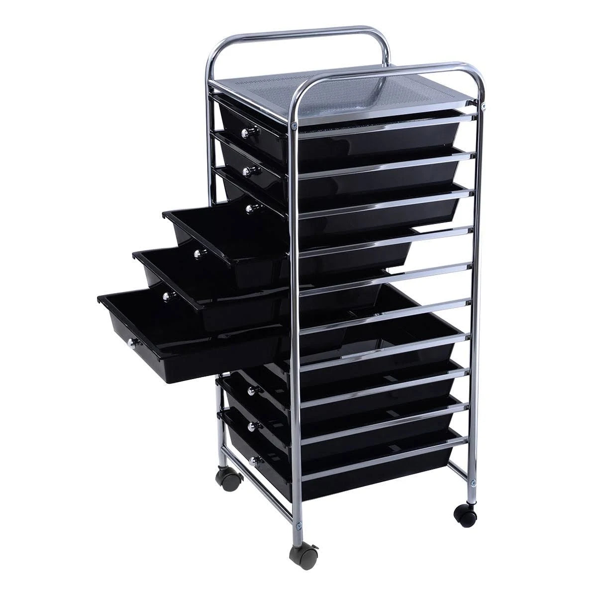 10 Drawer Rolling Storage Cart Organizer Black D4744