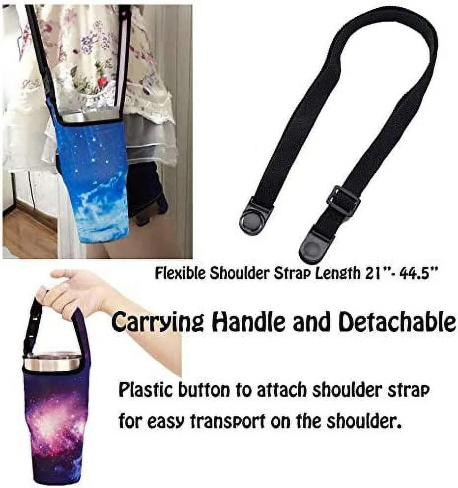 Blue & Purple Sky 30oz Neoprene Tumbler Carrier Pouch with Shoulder Strap D9500