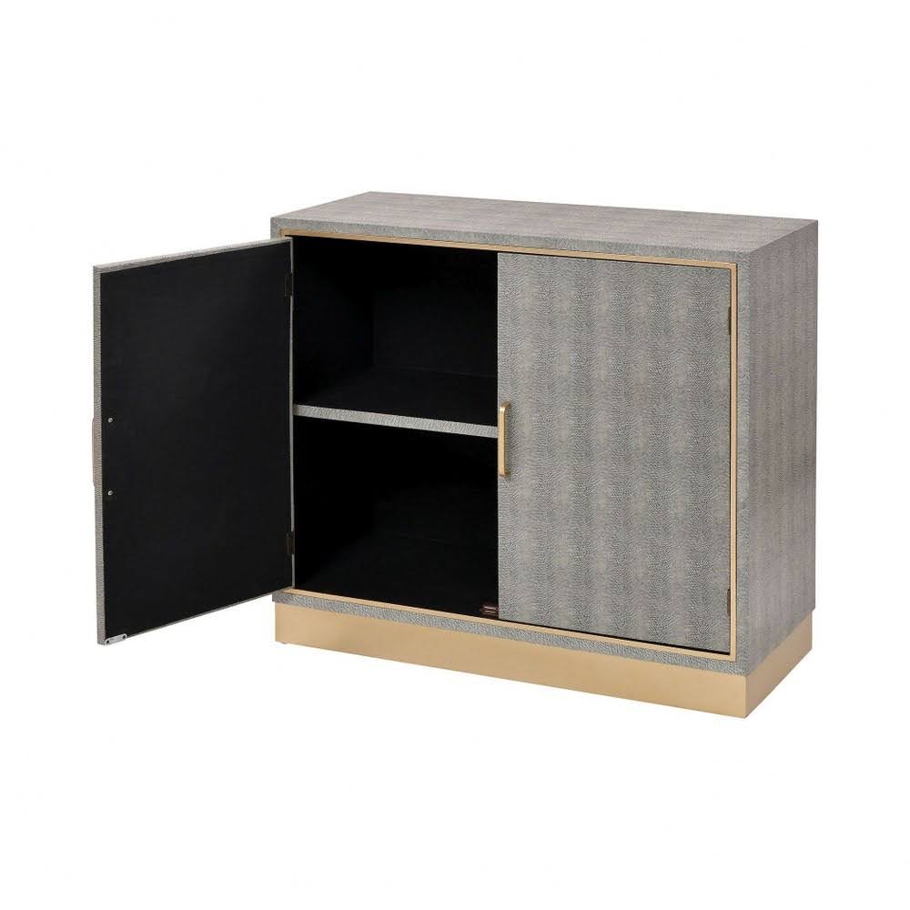 Gray Faux Shagreen and Metal Cabinet F953186