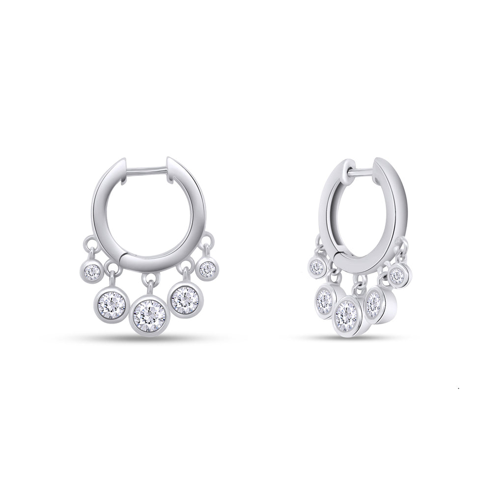 14K White Gold Over Sterling Silver Moissanite Hoop Earring I6752