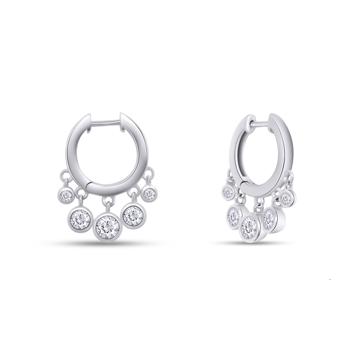14K White Gold Over Sterling Silver Moissanite Hoop Earring I6752