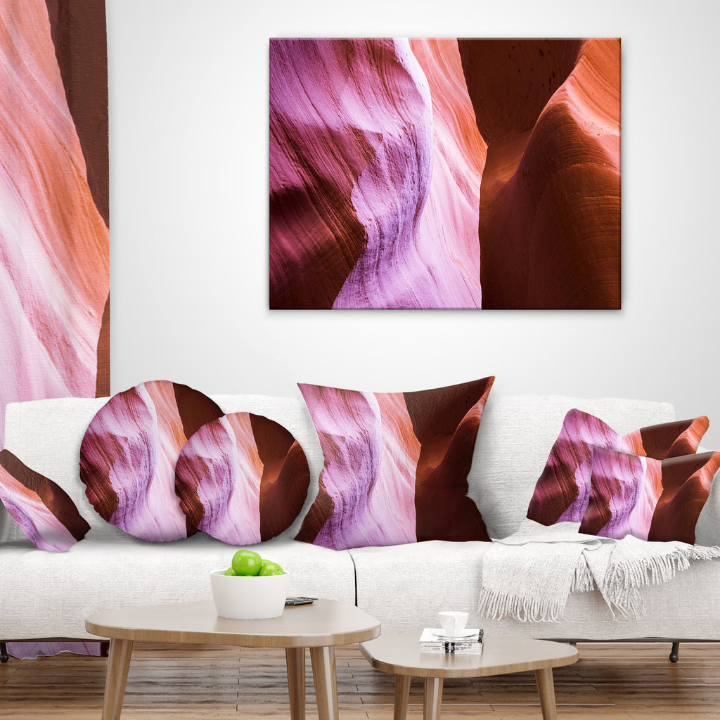Purple Shade in Antelope Canyon Landscape Photography Throw Pillow Y109