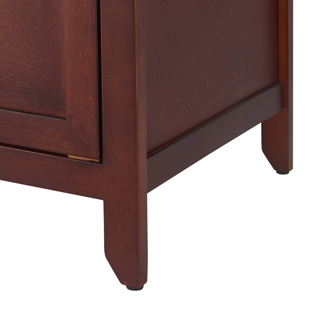 Walnut Side Table with Drawer and Storage Cabinet F210
