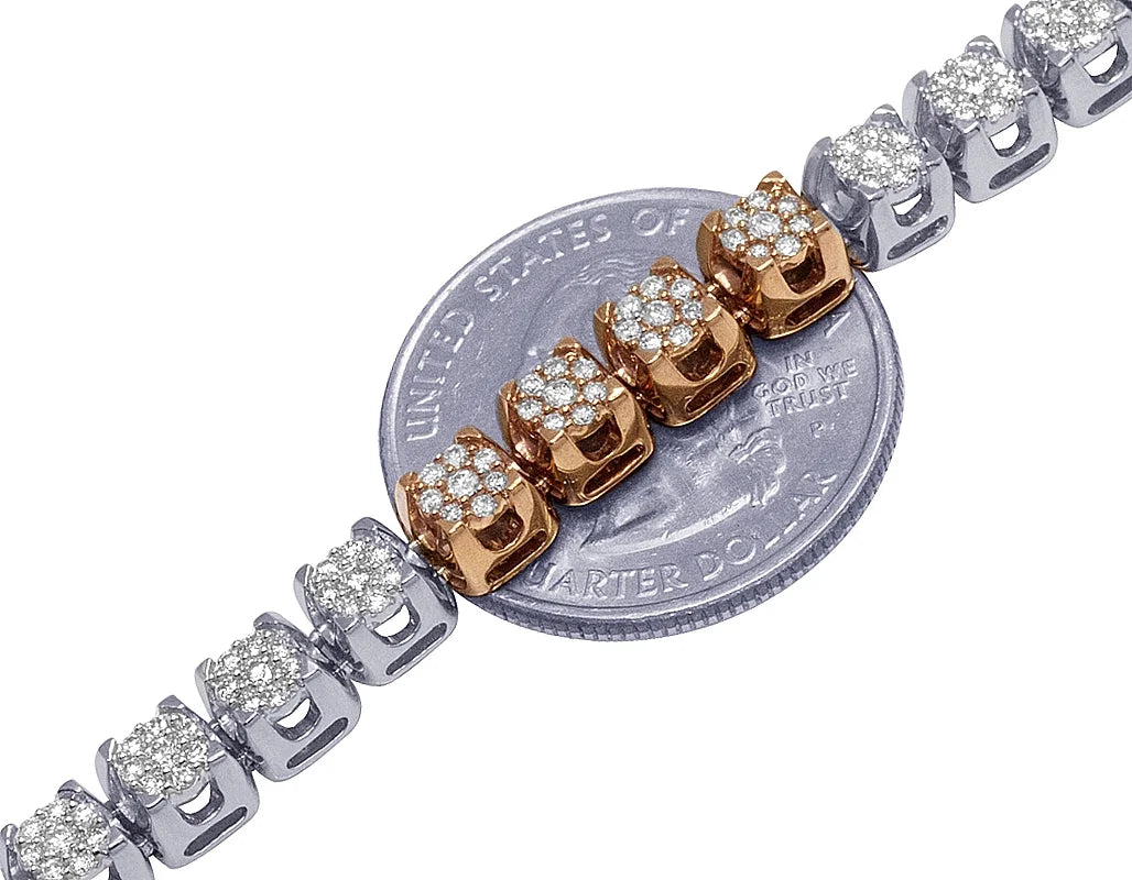 10K Two Tone Gold Diamond Cluster Chain Necklace 10 CT 24" R6274